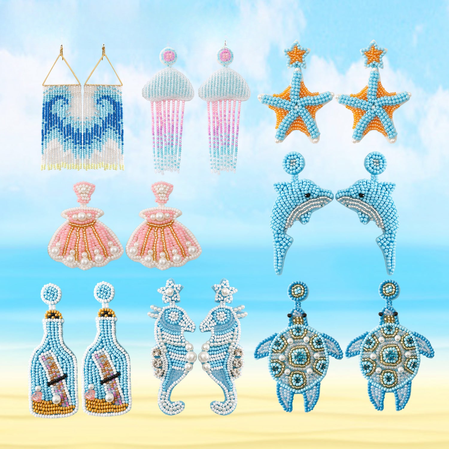 Wholesale Summer Ocean Resort Style Handmade Bohemian Bead Earrings