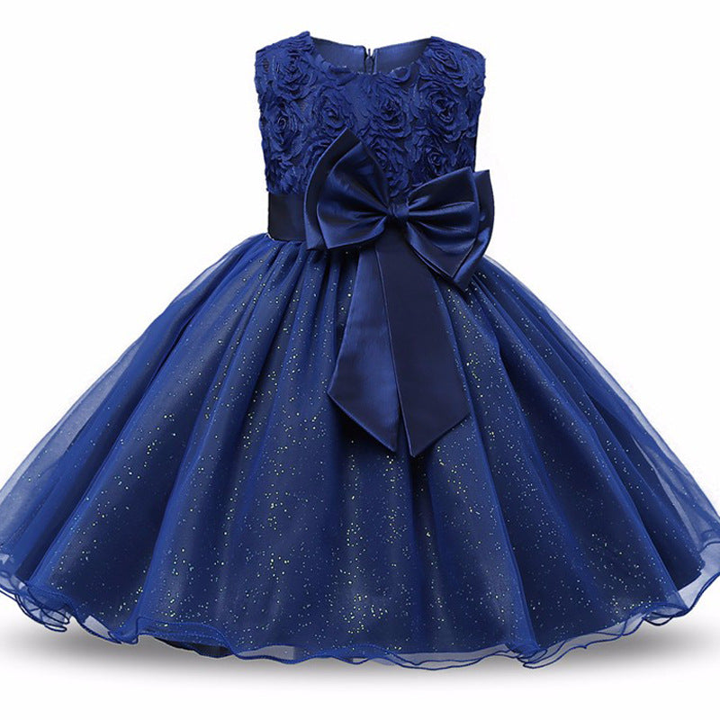 Wholesale Children's Rose Fluffy Polyester Dresses