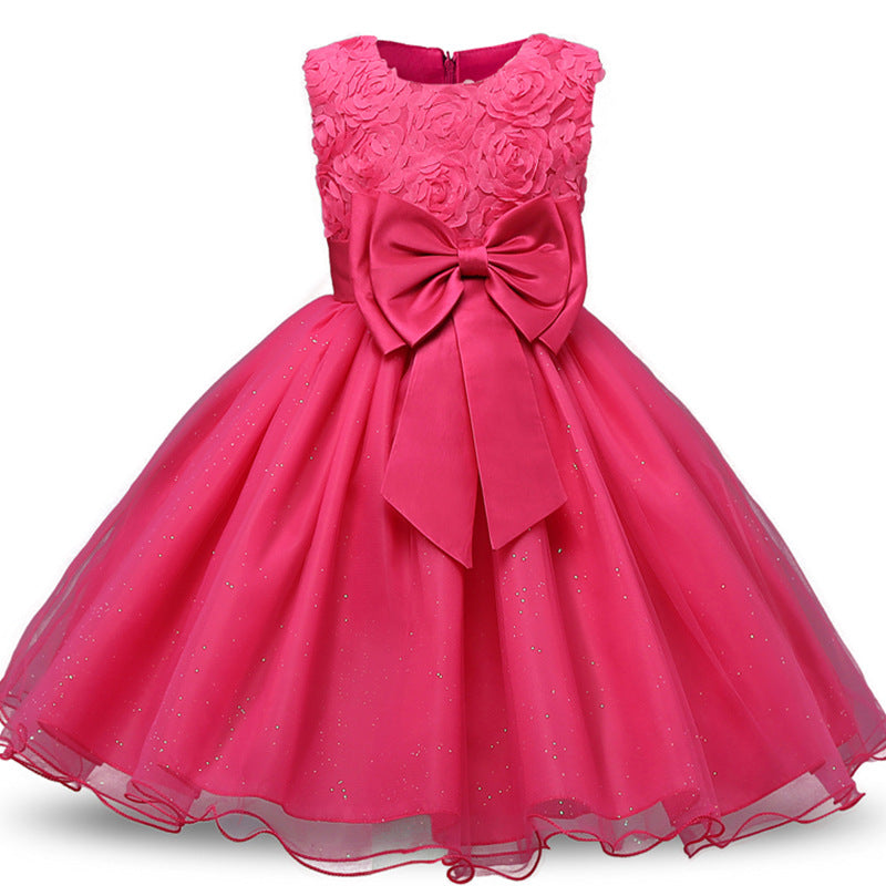 Wholesale Children's Rose Fluffy Polyester Dresses