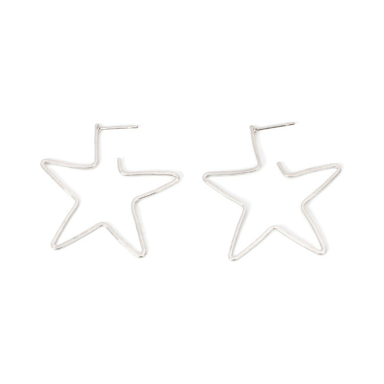 Wholesale Metal Hollow Five Pointed Star Earrings