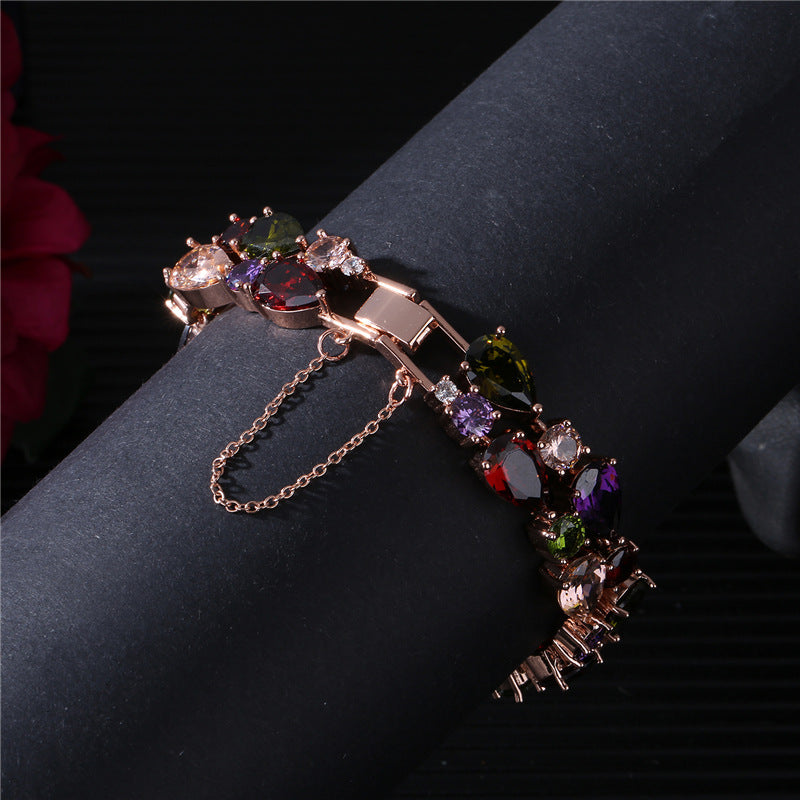 Wholesale Colorful Zircon Colorful Rose Gold Bracelet