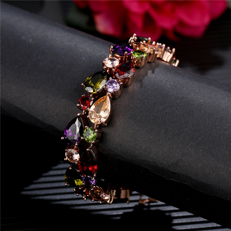 Wholesale Colorful Zircon Colorful Rose Gold Bracelet