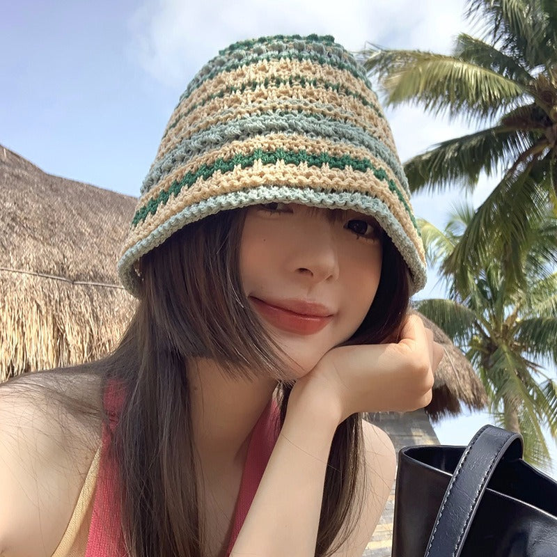 Wholesale Knitted Straw Hollow Bucket Hat