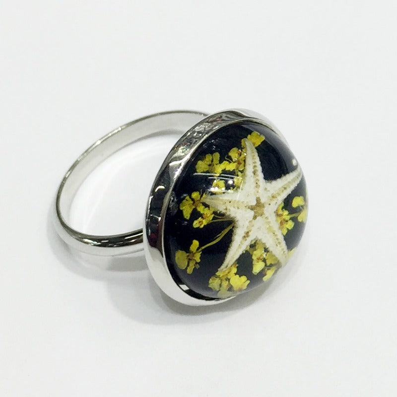 Wholesale 12pcs Starfish Conch Amber Jewelry Ring