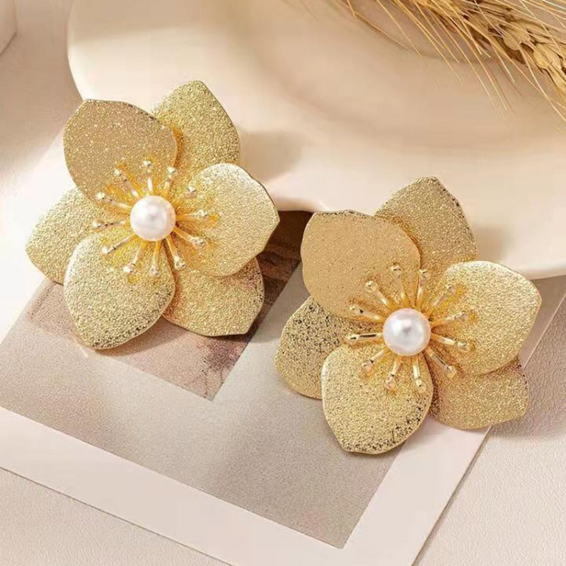 Wholesale Retro Super Exaggerated Tassel Fashion Personality Frosted Versatile Trendy Petal Earrings