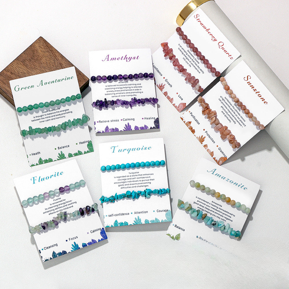 Wholesale Natural Stone Card Gravel Double Layer Bracelet