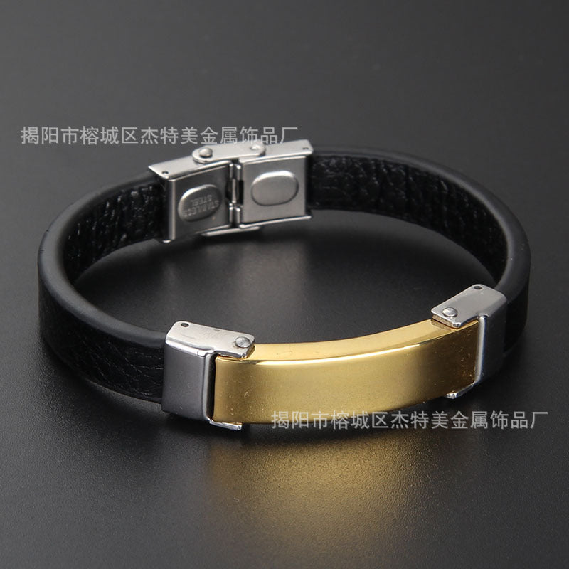Wholesale Silicone Bracelet Microfiber Titanium Steel Gold-plated Rose Bracelet