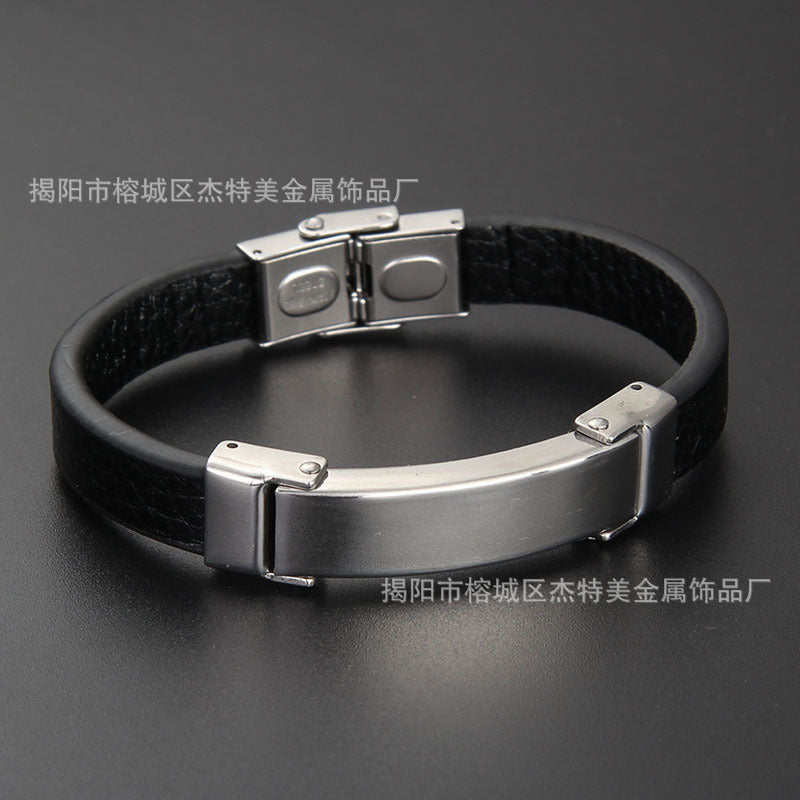 Wholesale Silicone Bracelet Microfiber Titanium Steel Gold-plated Rose Bracelet