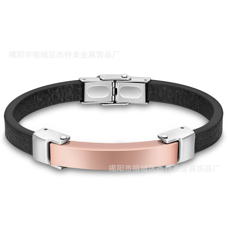 Wholesale Silicone Bracelet Microfiber Titanium Steel Gold-plated Rose Bracelet