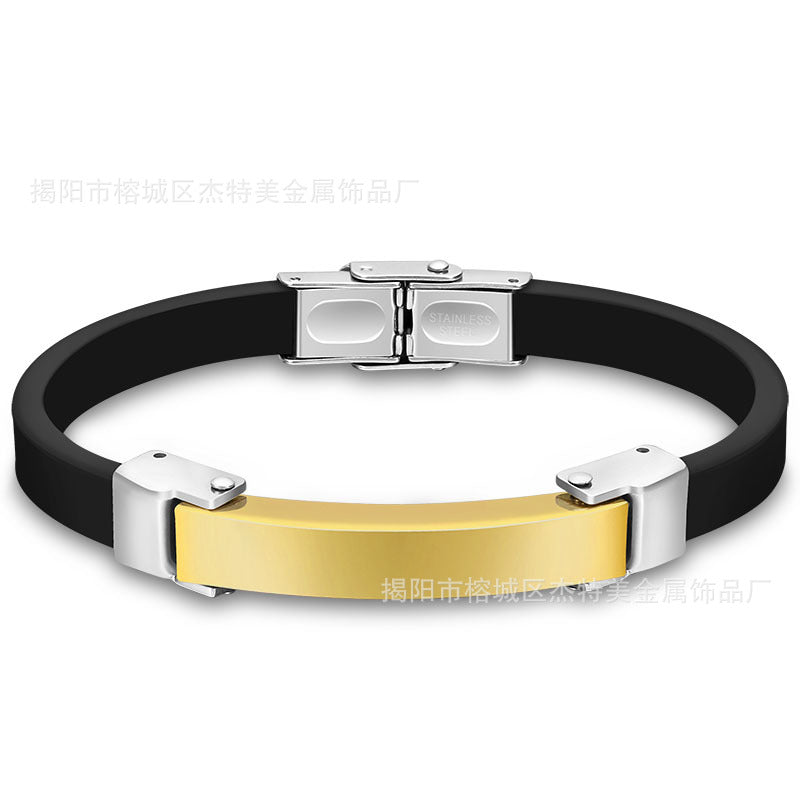 Wholesale Silicone Bracelet Microfiber Titanium Steel Gold-plated Rose Bracelet
