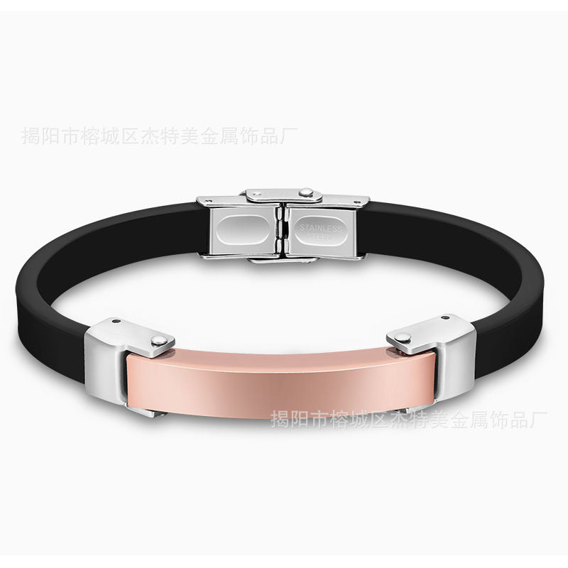 Wholesale Silicone Bracelet Microfiber Titanium Steel Gold-plated Rose Bracelet