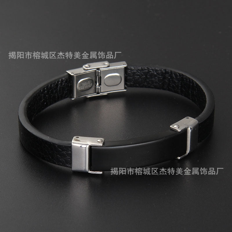 Wholesale Silicone Bracelet Microfiber Titanium Steel Gold-plated Rose Bracelet