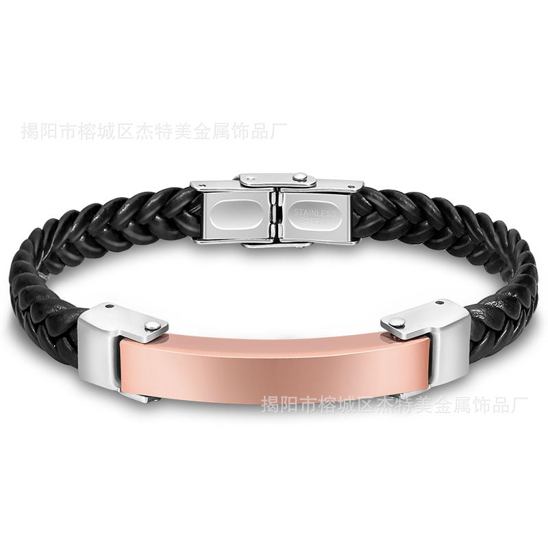 Wholesale Silicone Bracelet Microfiber Titanium Steel Gold-plated Rose Bracelet