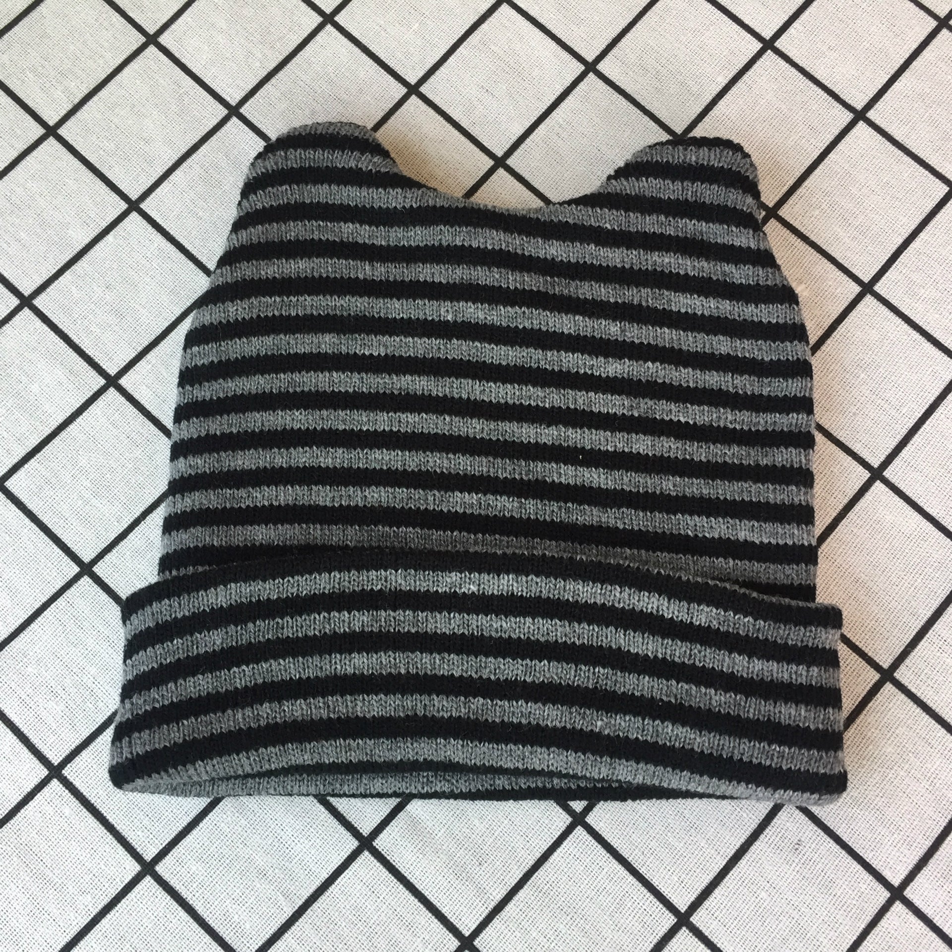 Wholesale New Baby Striped Cat Ears Baby Cotton Yarn Pullover Hat