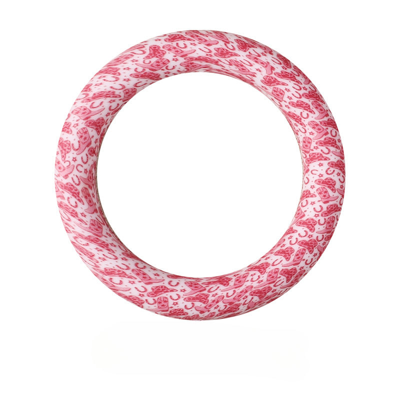 Wholesale 20pcs Silicone Bead Ring Keychain Beaded Jewelry Children DIY Handmade Silicone Bracelet