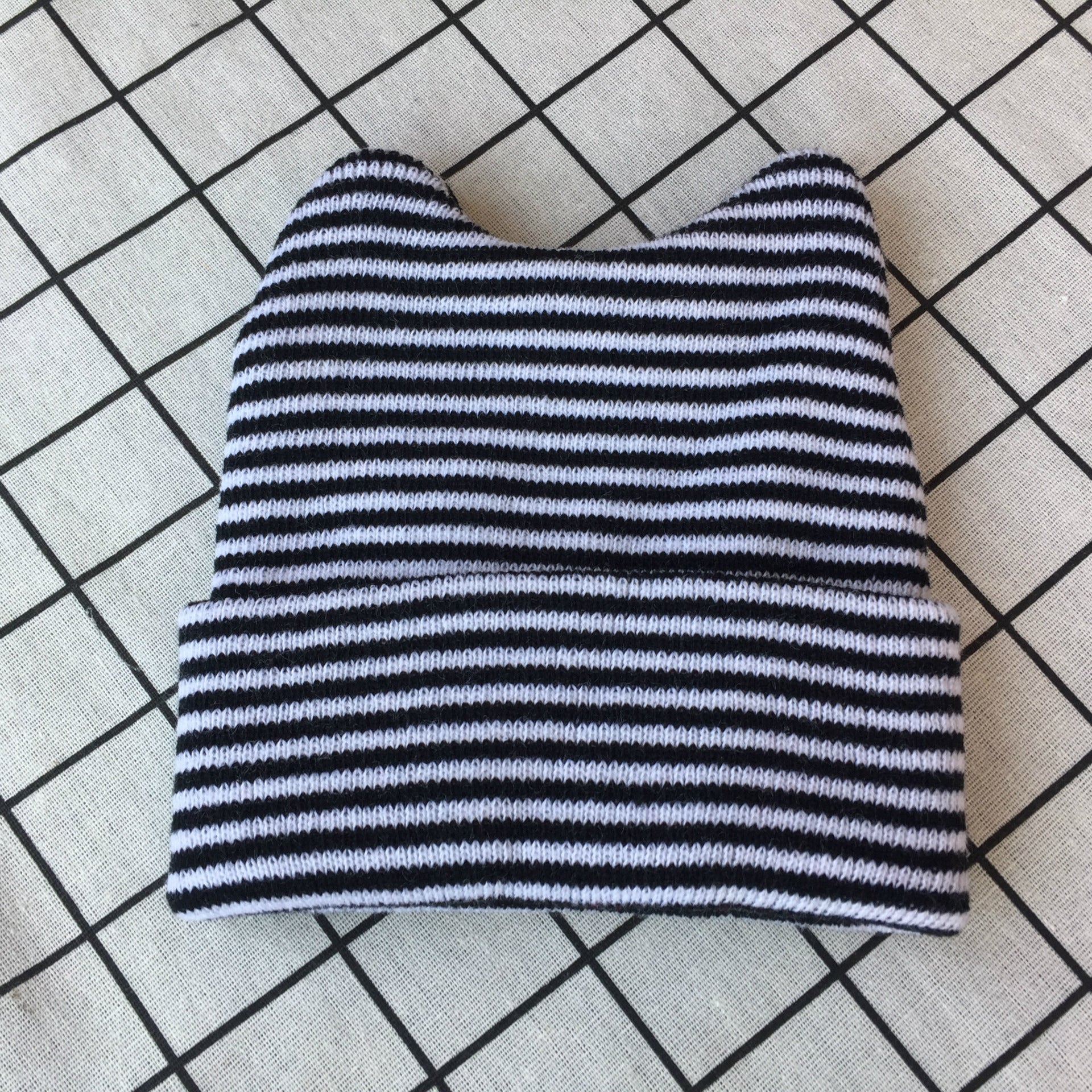 Wholesale New Baby Striped Cat Ears Baby Cotton Yarn Pullover Hat