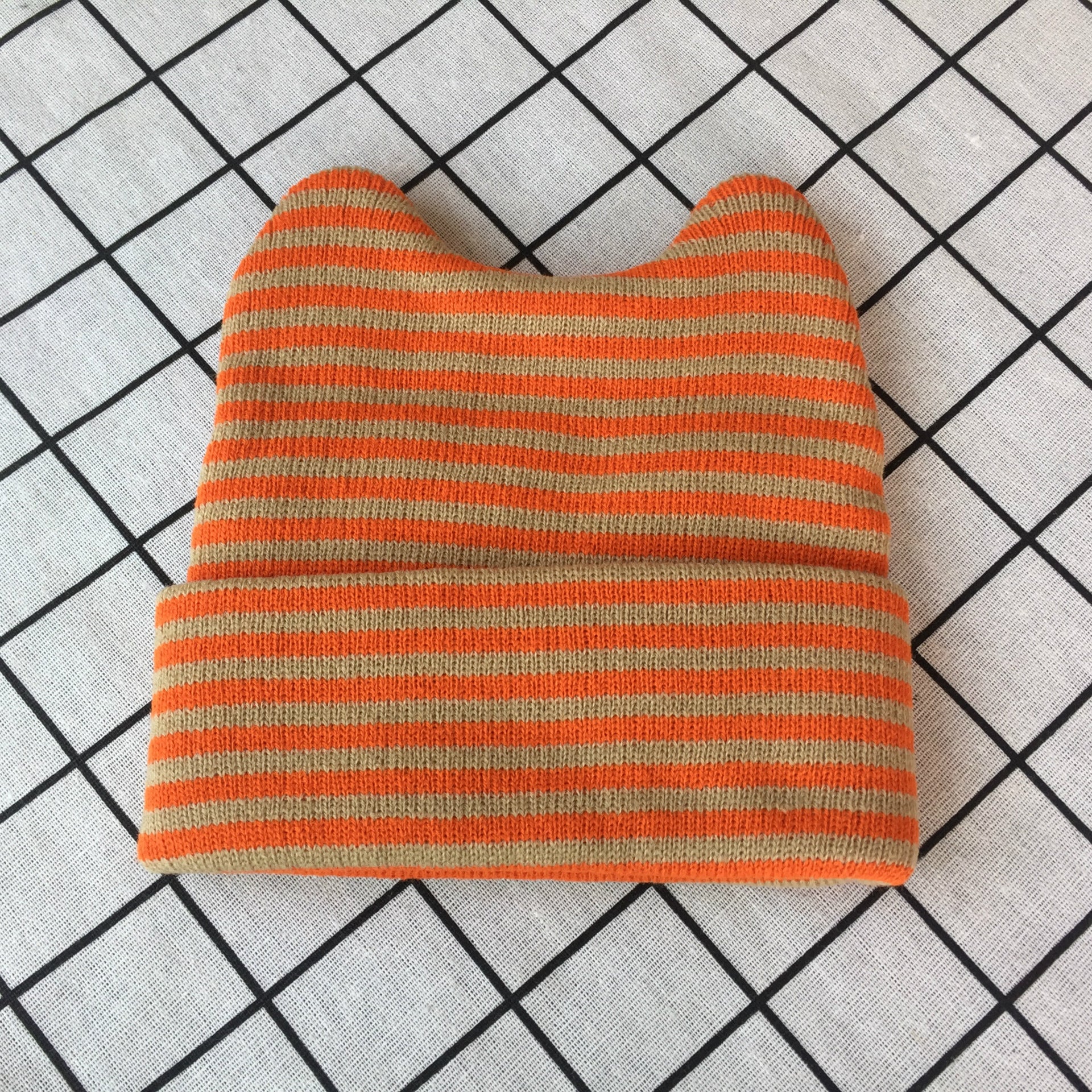 Wholesale New Baby Striped Cat Ears Baby Cotton Yarn Pullover Hat