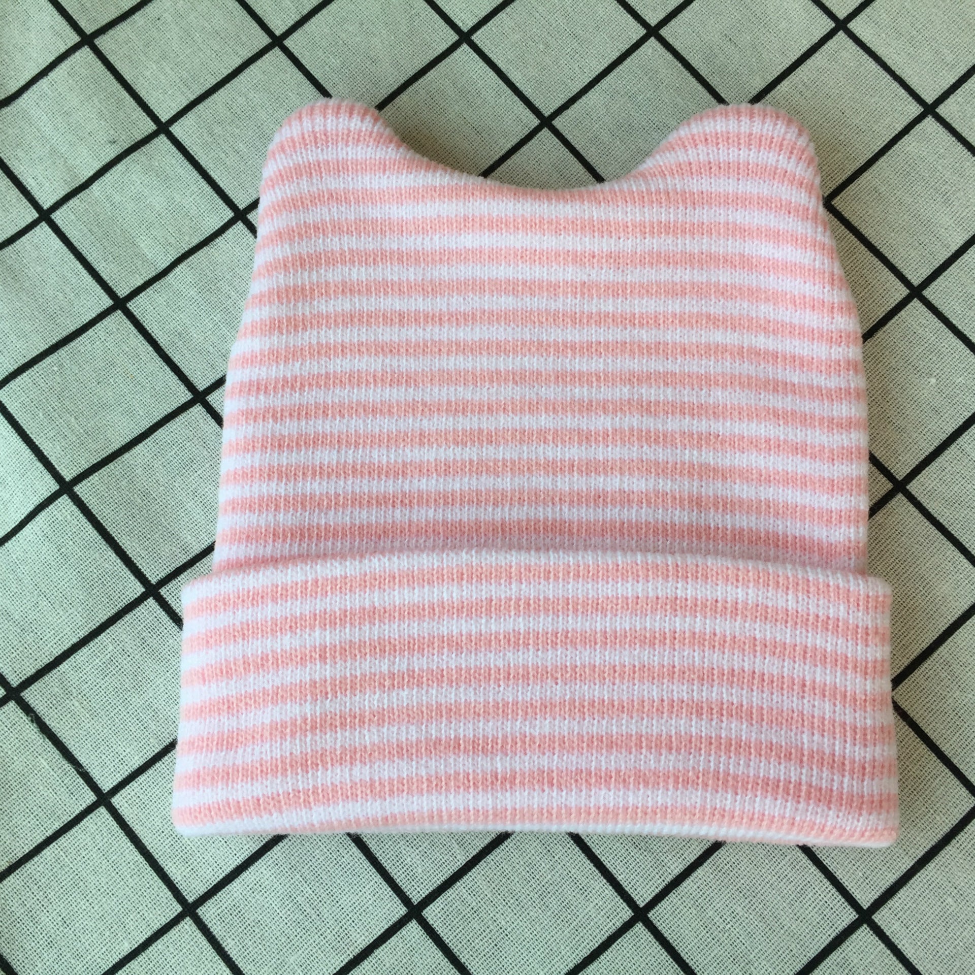 Wholesale New Baby Striped Cat Ears Baby Cotton Yarn Pullover Hat
