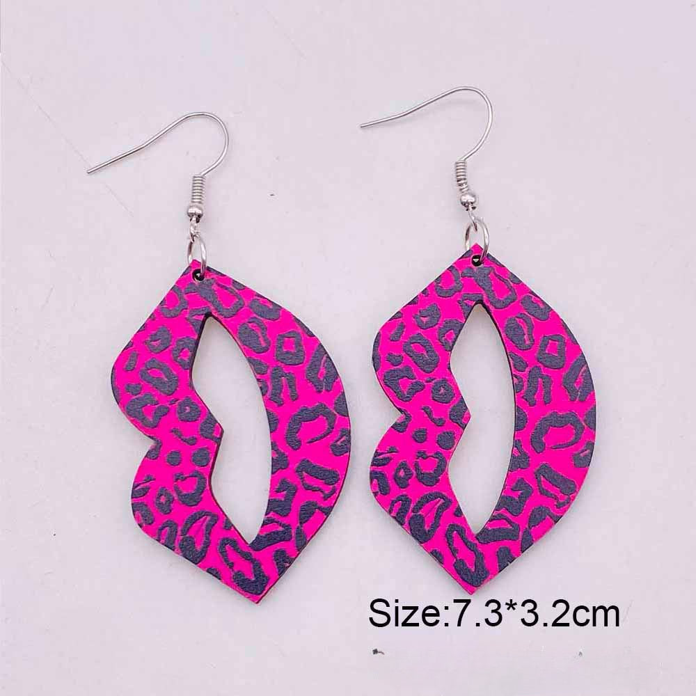 Wholesale Valentine's Day Love Hot Air Balloon Dwarf Lips Wooden Earrings