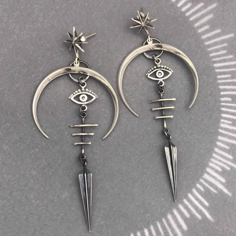 Wholesale Punk Rock Halloween Goth Devil Eyes Silver Plated Earrings