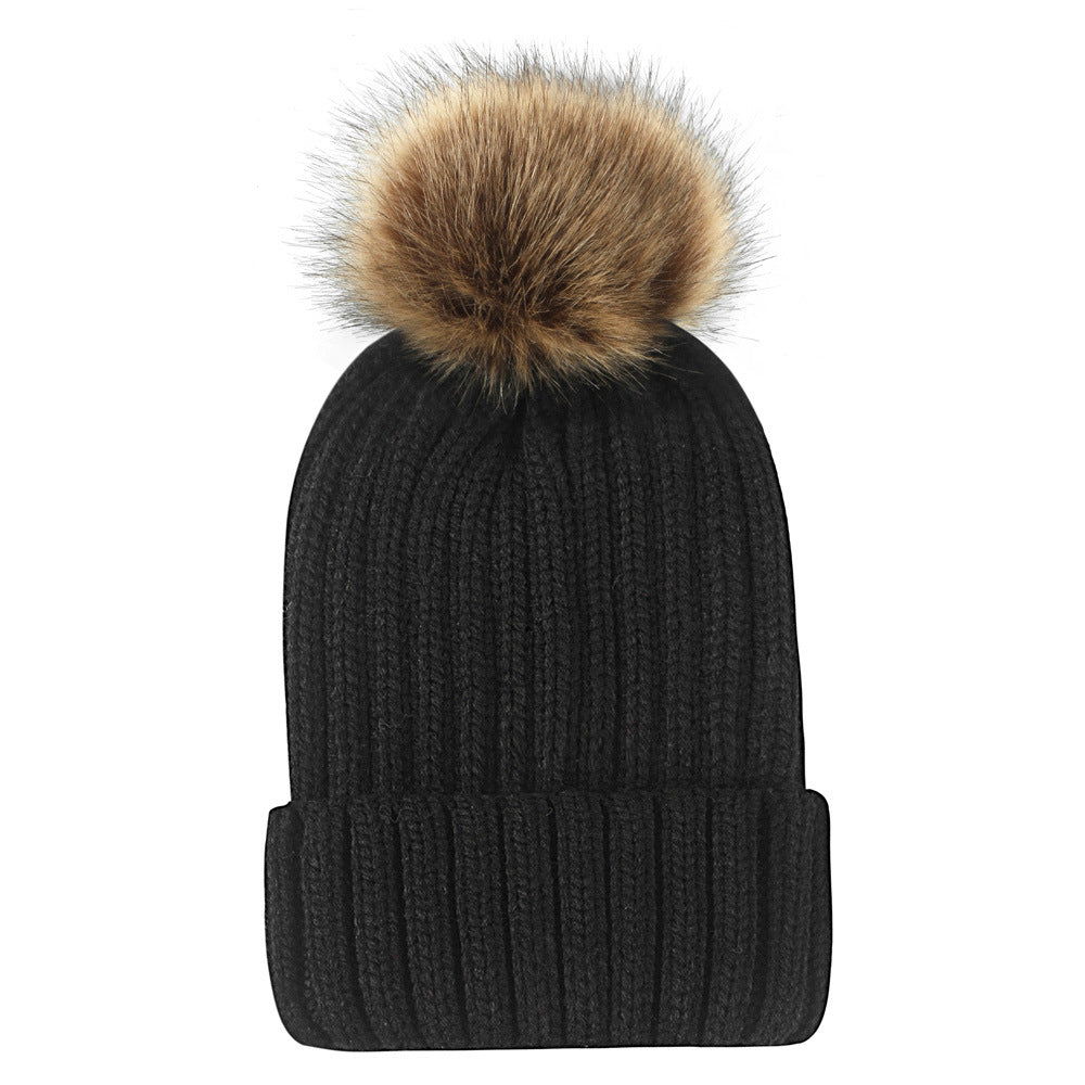 Wholesale Thickened Wool Ball Knitted Hat Woolen Hat