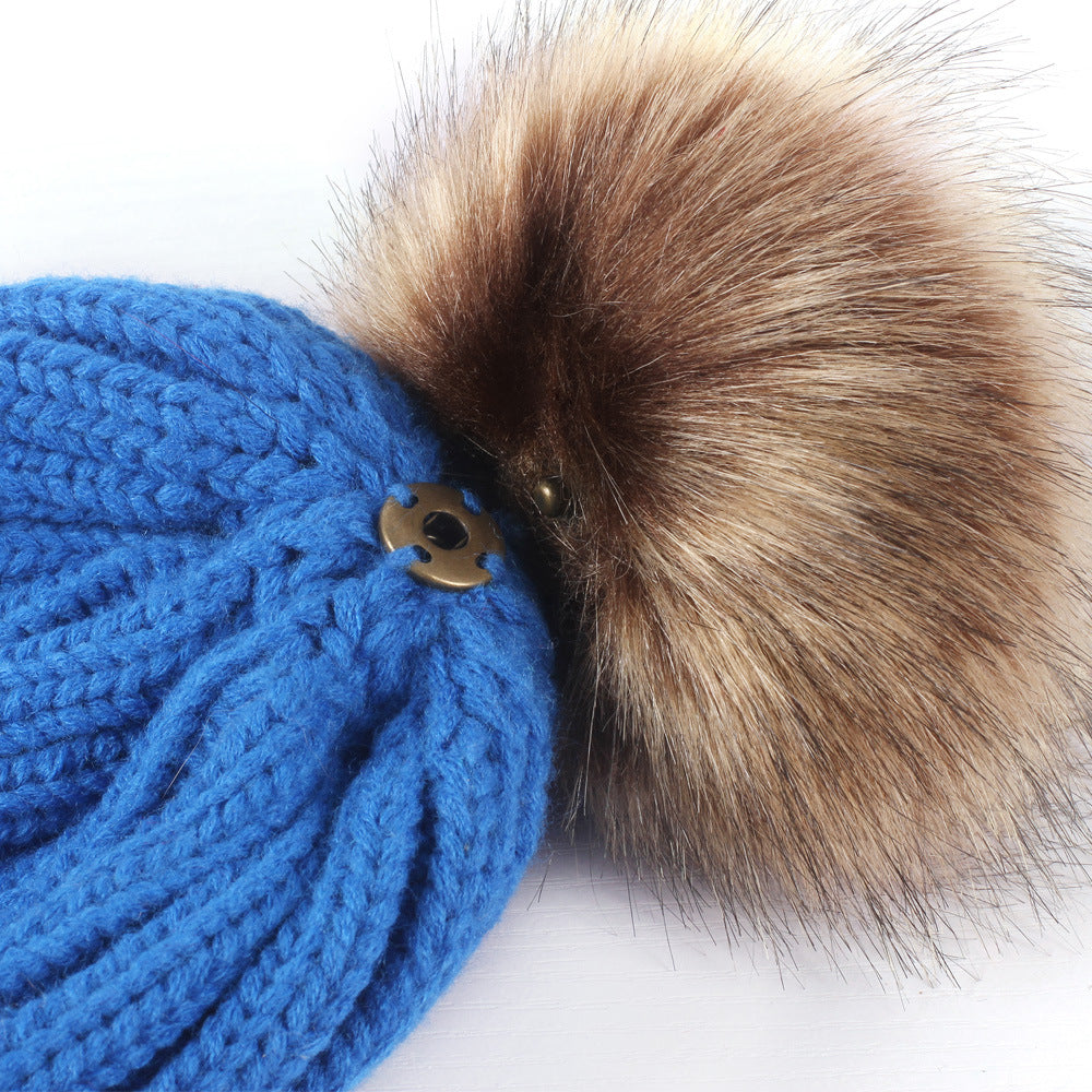 Wholesale Thickened Wool Ball Knitted Hat Woolen Hat