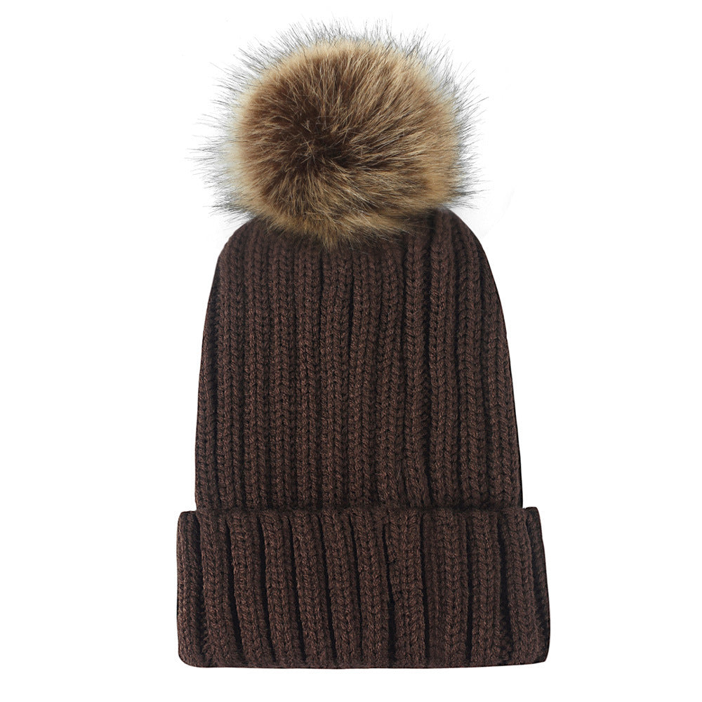 Wholesale Thickened Wool Ball Knitted Hat Woolen Hat