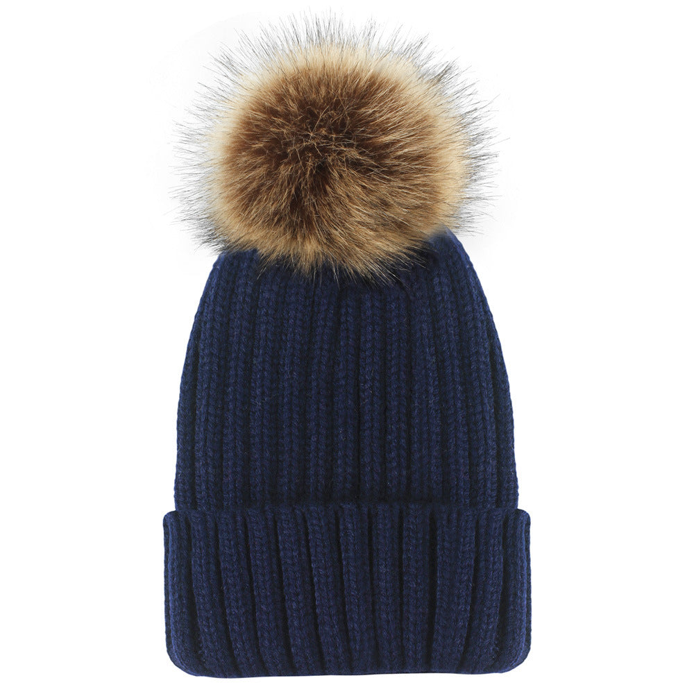 Wholesale Thickened Wool Ball Knitted Hat Woolen Hat