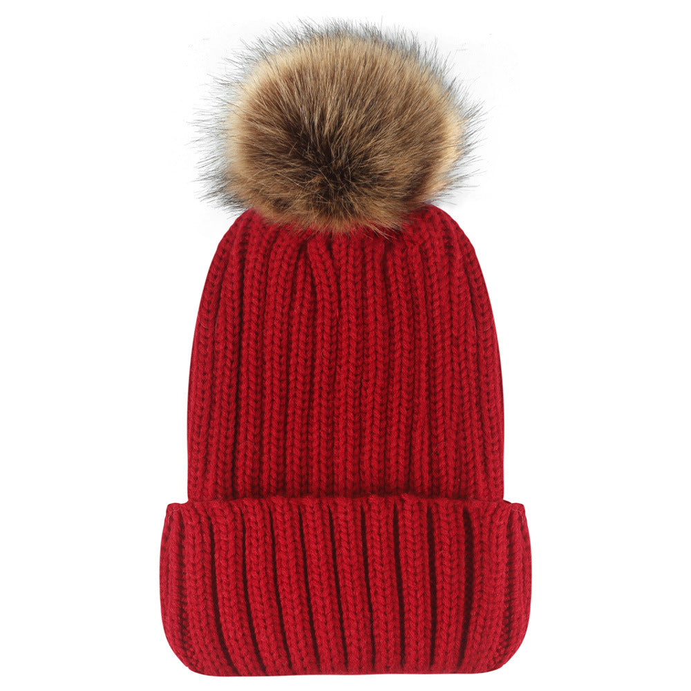 Wholesale Thickened Wool Ball Knitted Hat Woolen Hat