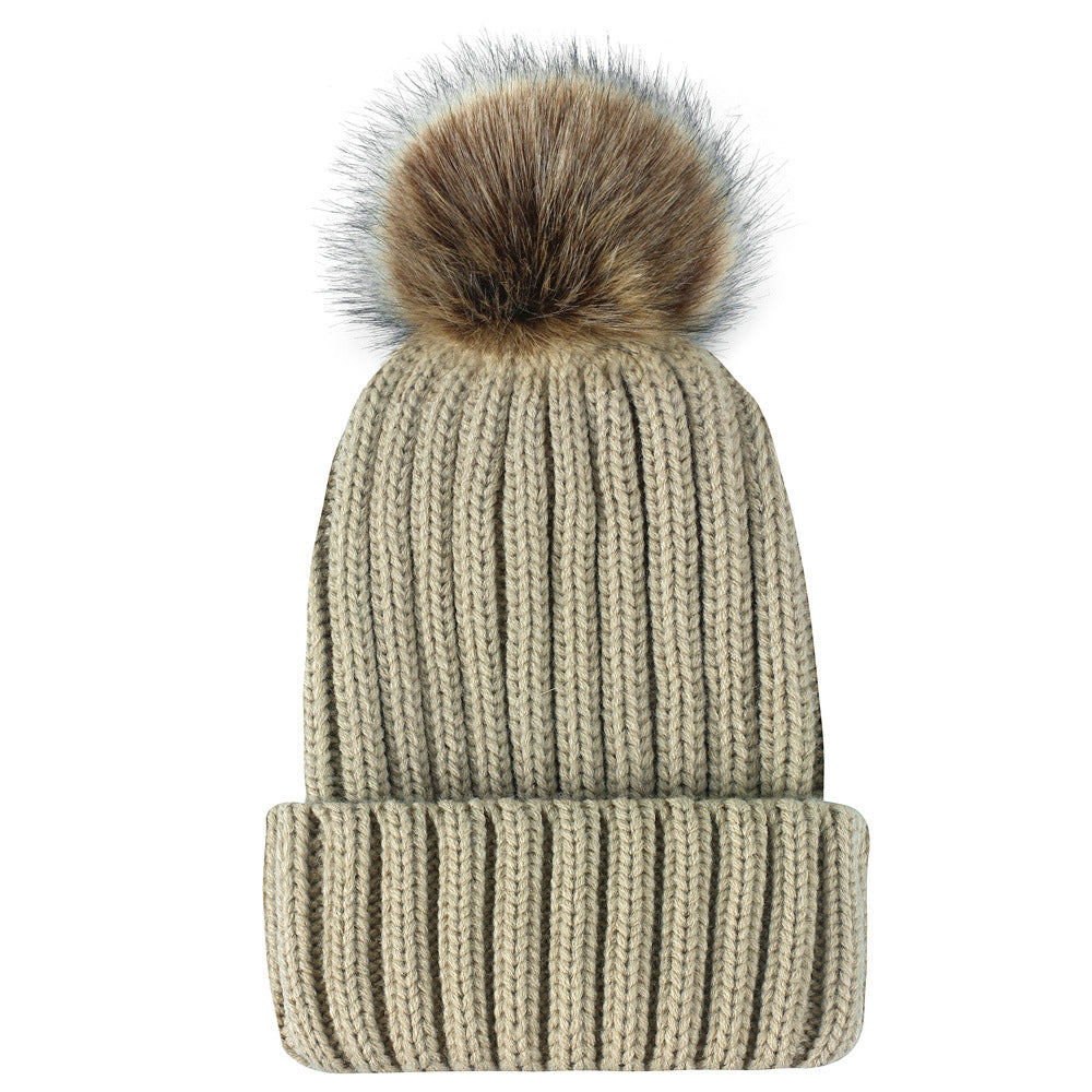 Wholesale Thickened Wool Ball Knitted Hat Woolen Hat