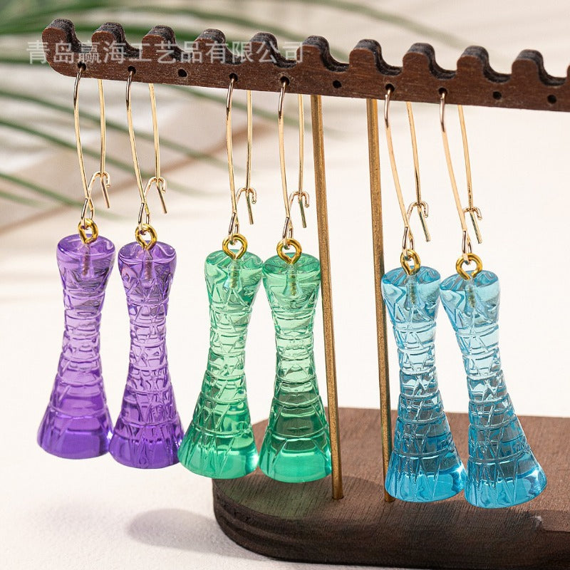 Wholesale Crystal Blue Ocean Inspired Creative Personality, Fresh and Environmentally Friendly Earrings