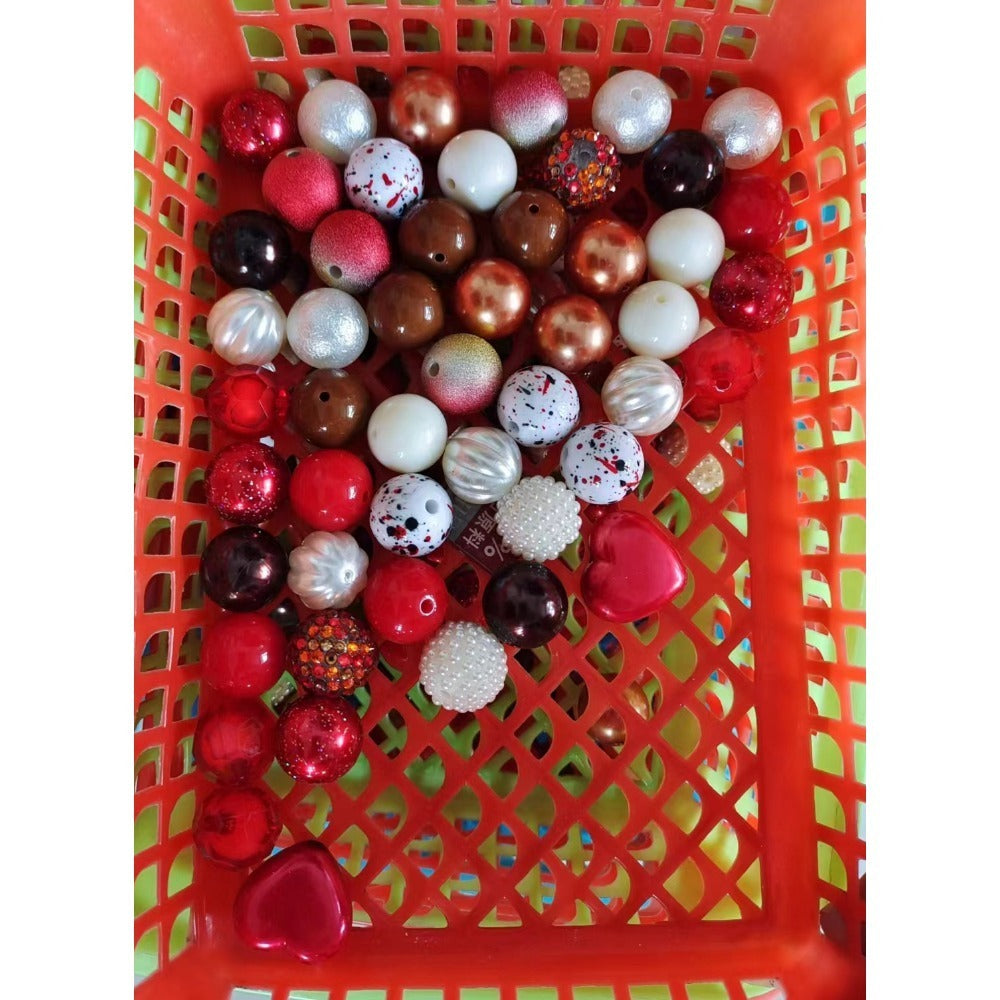 Wholesale 50pcs 20mm Acrylic Red Series Mixed Color Beads