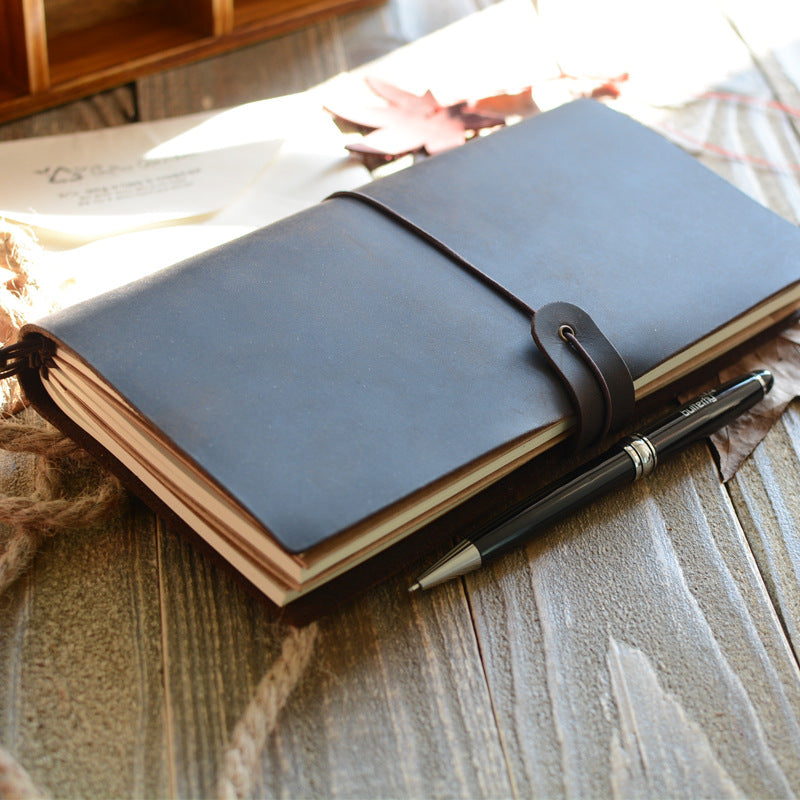Wholesale Vintage Cowhide Strap Oil Leather Notebook Genuine Leather Cover