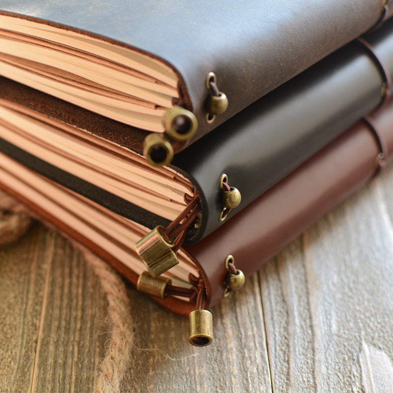 Wholesale Vintage Cowhide Strap Oil Leather Notebook Genuine Leather Cover