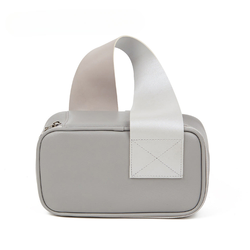 Wholesale Handheld Solid Color Zipper PVC Leather Makeup Bag