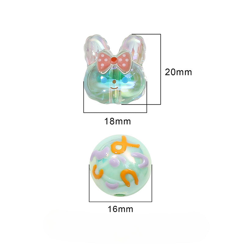 Wholesale  Acrylic Colorful Graffiti Round Beads Rabbit Beads