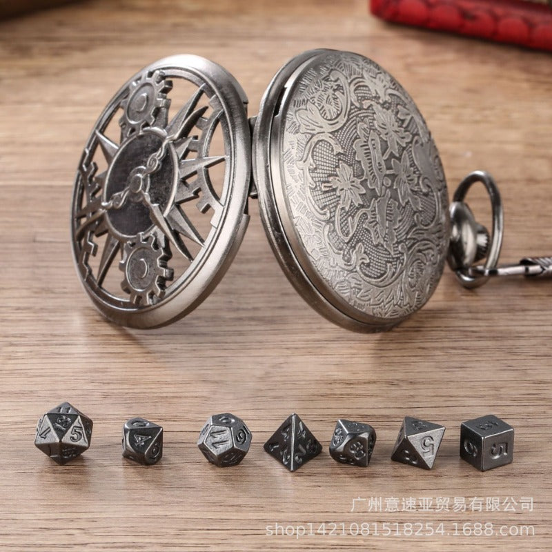 Wholesale DND Dice Hollow Gear Thick Waist Chain Pocket Watch Case