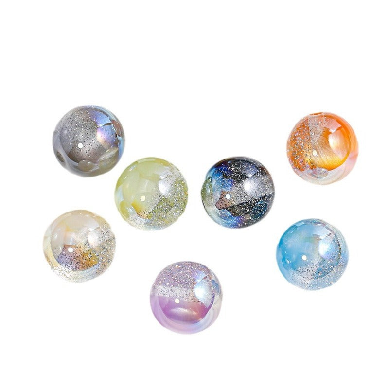 Wholesale 30pcs High Quality Through Hole Round Beads with Starry Sky DIY Beads