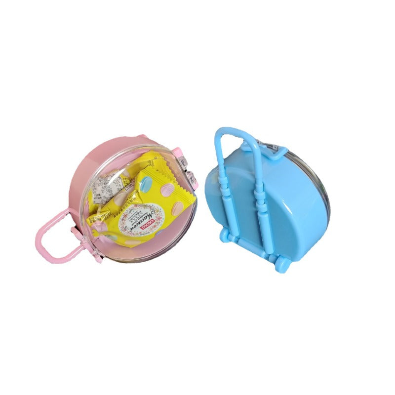 Wholesale 12pcs Christmas Candy Storage Mini Cute Round Trolley Case Plastic Packaging Desk Jewelry Box