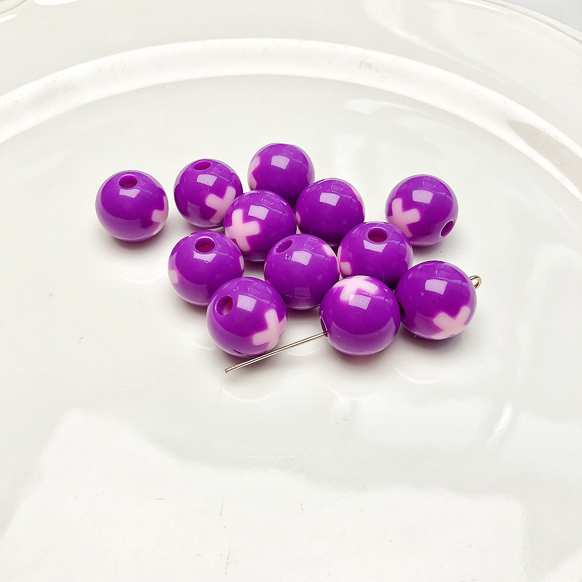 10 piezas al por mayor 10pcs acrílico de tamaño grande color brillo redondear cuentas