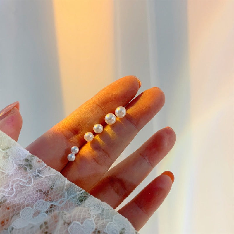 Wholesale S925 Silver Needle 4-6mm Mini Pearl Sweet Charm Simple Bean Earrings