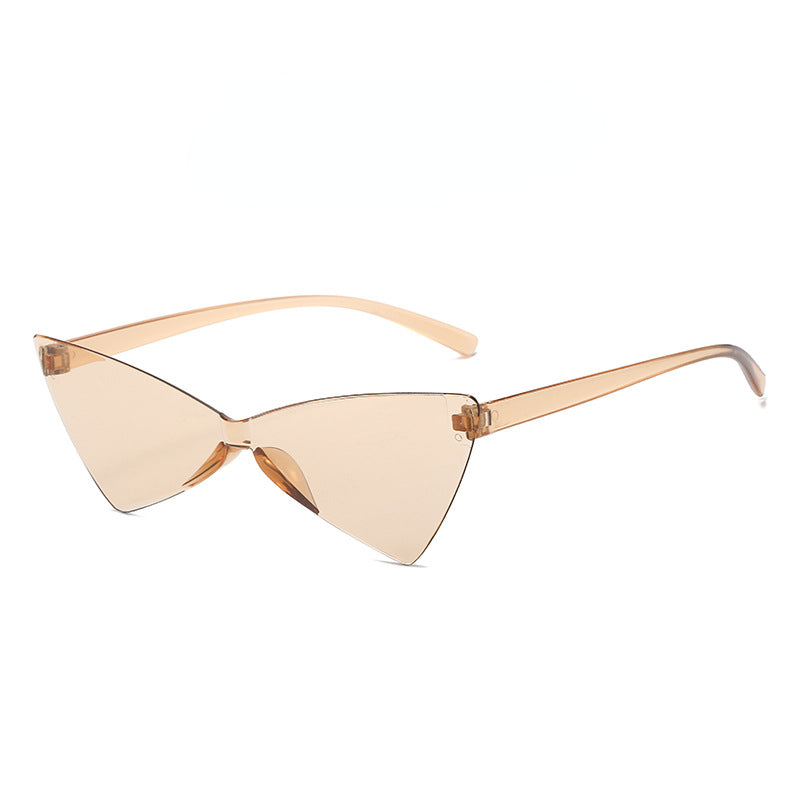Wholesale of New Triangular Cat Eye Integrated Bow Shaped PC Sunglasses
