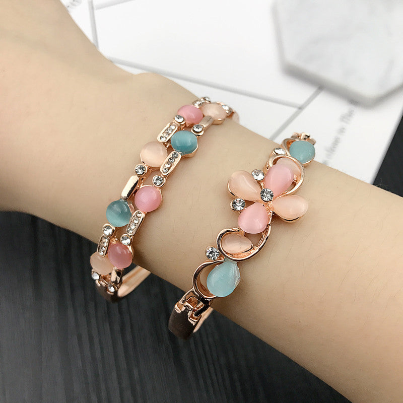 Wholesale 5PCS Rhinestone Opal Bracelet