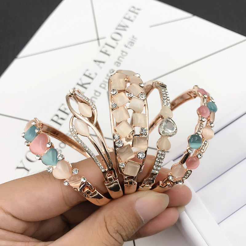 Wholesale 5PCS Rhinestone Opal Bracelet