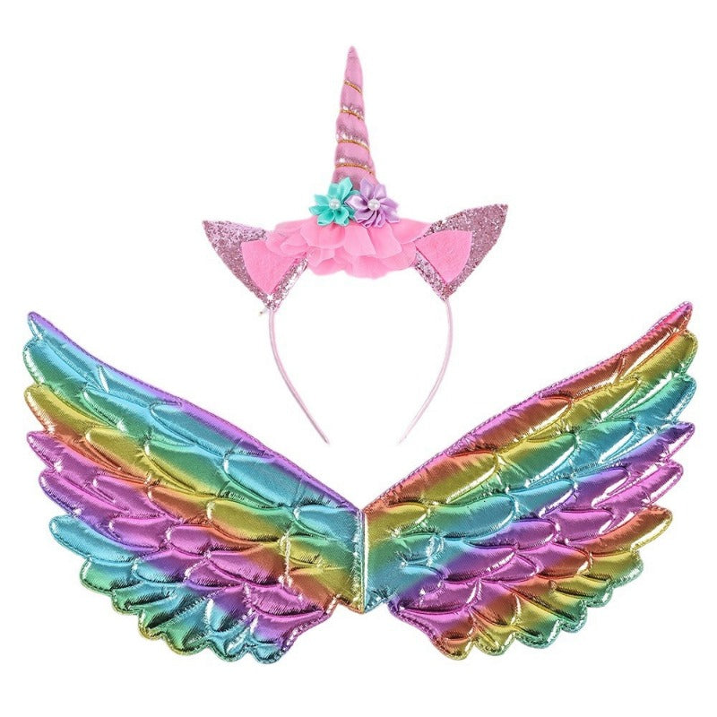 Wholesale Angel Wings Girls Unicorn Holiday Party Props Princess Dress Party Headband