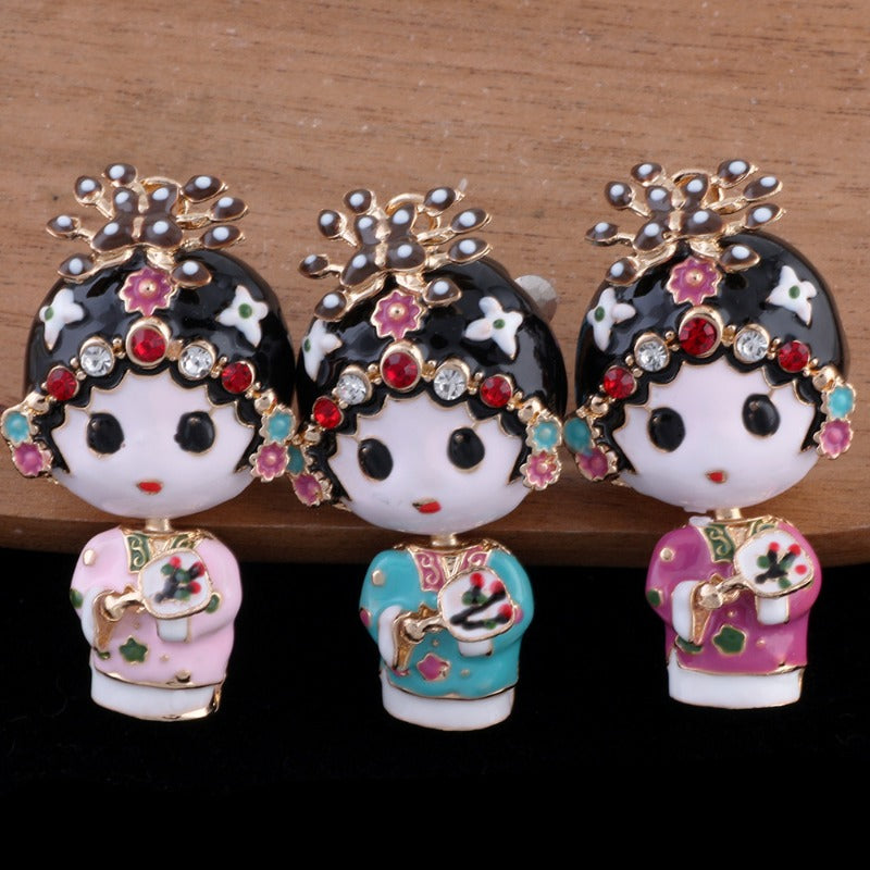 Wholesale 2pcs Chinese Opera Huadan Clay Drill Ball Straight Hole DIY Beads