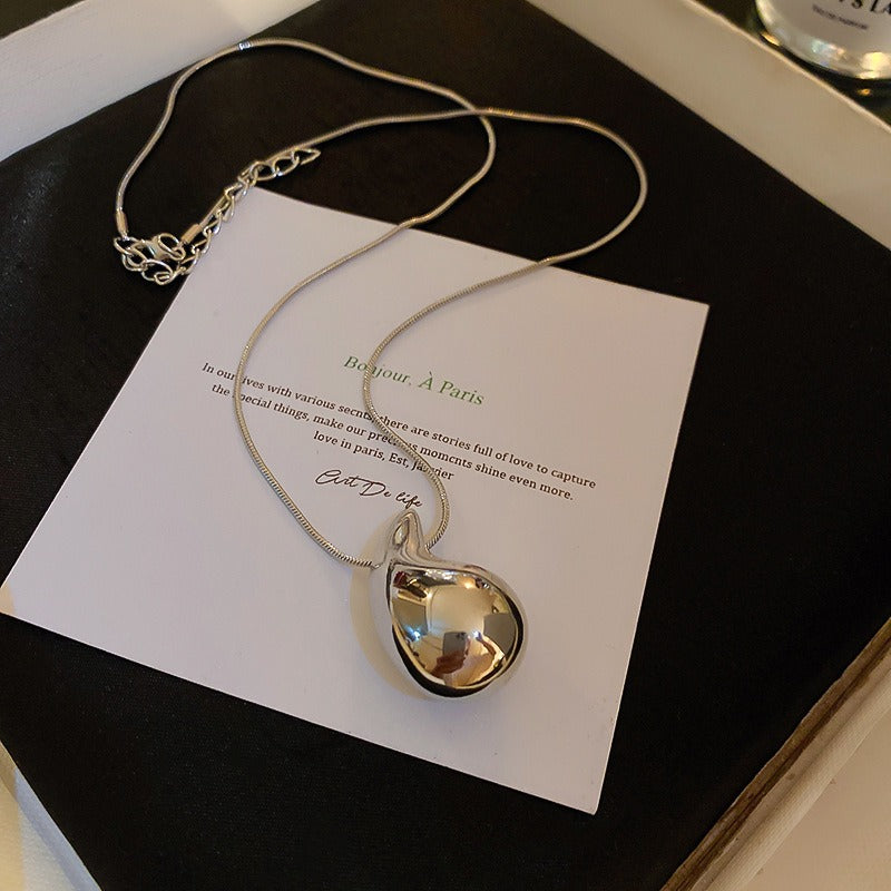 Wholesale Silver Needle Water Drop Simple Fashion Earrings Necklace Set