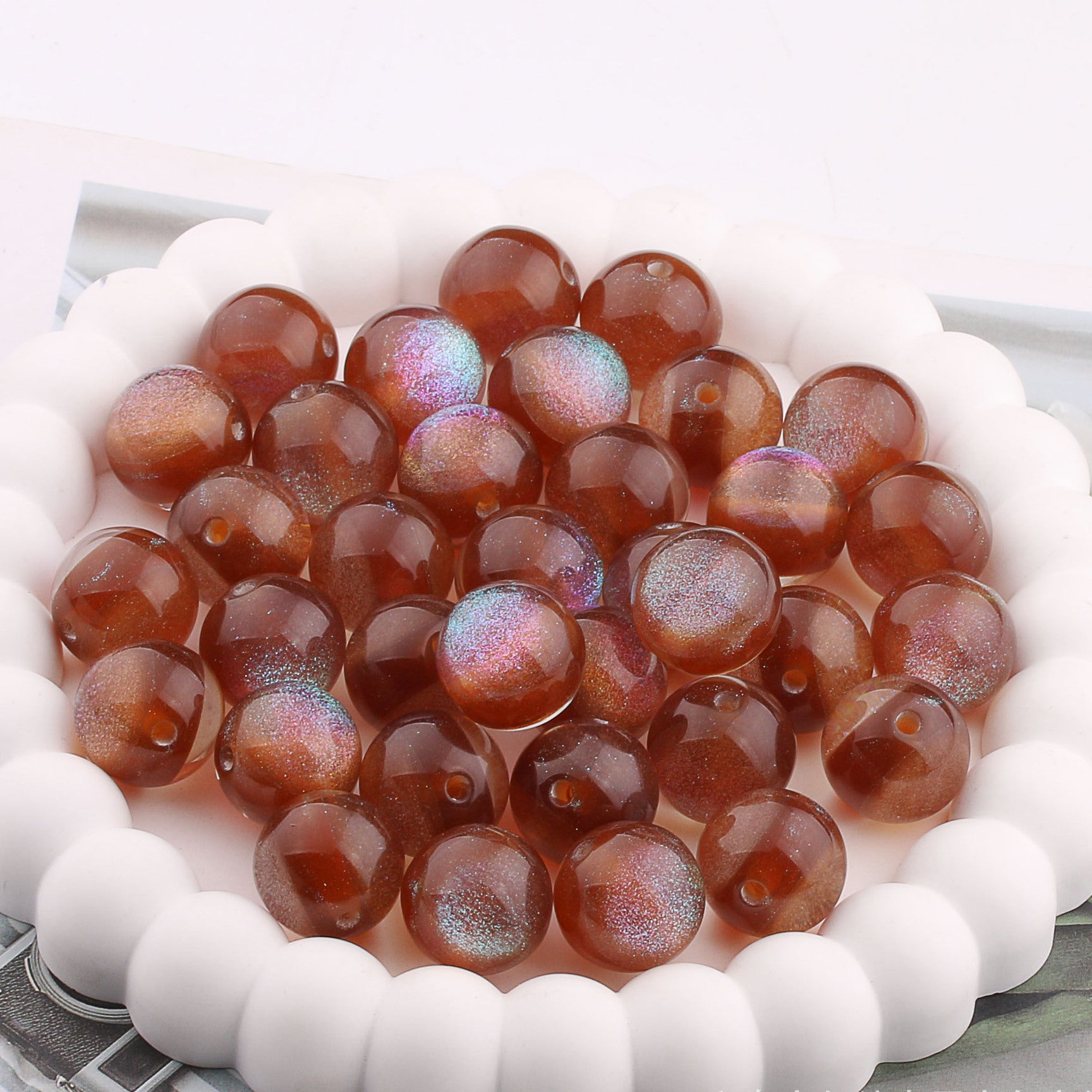 Wholesale 200PCS Colorful Straight Hole Resin Balls