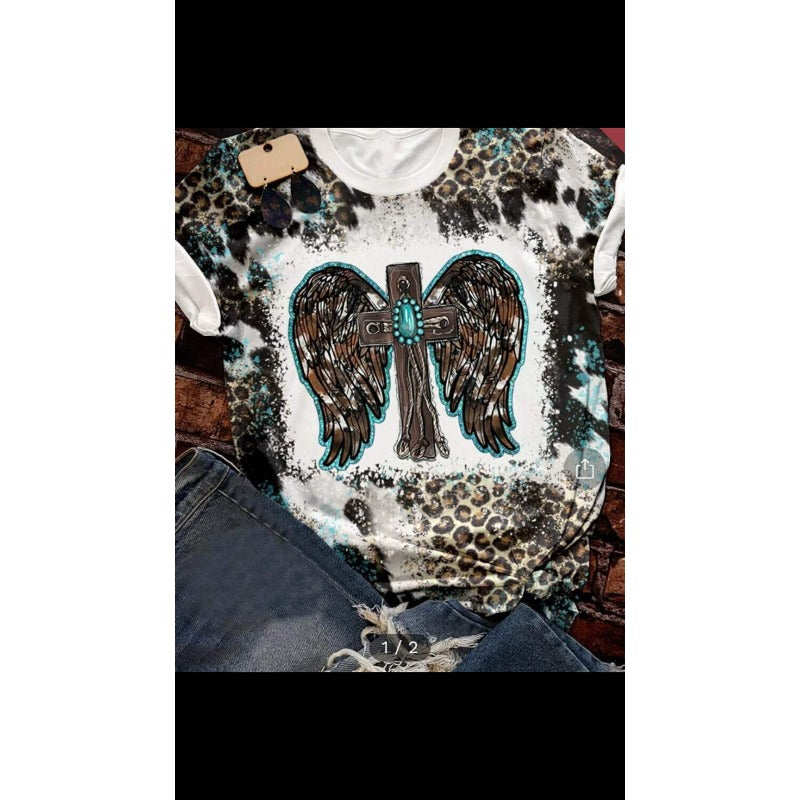 Wholesale Aztec Western Style Polyester Printed Round Neck T-shirts