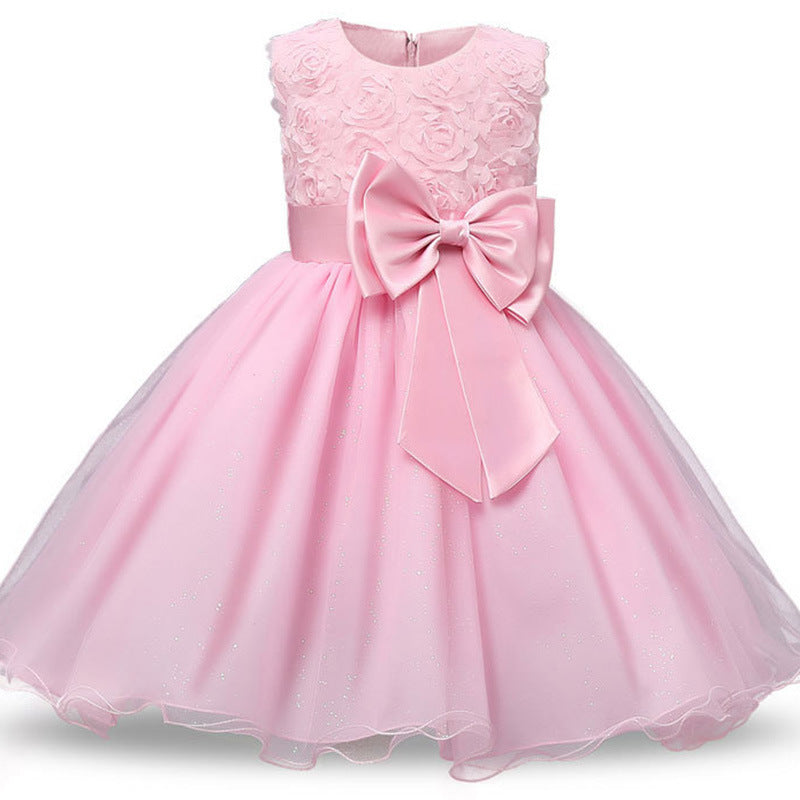 Wholesale Children's Rose Fluffy Polyester Dresses